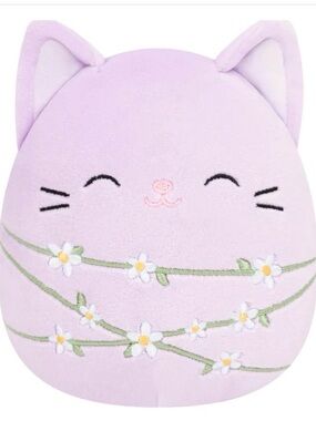 Plush Lilac Cat Toy with Daisy Embroidery - Brand New with tags. See pics